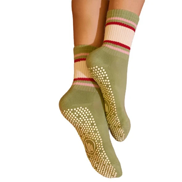 Crew Grip Socks - Stripe Sage & Oat