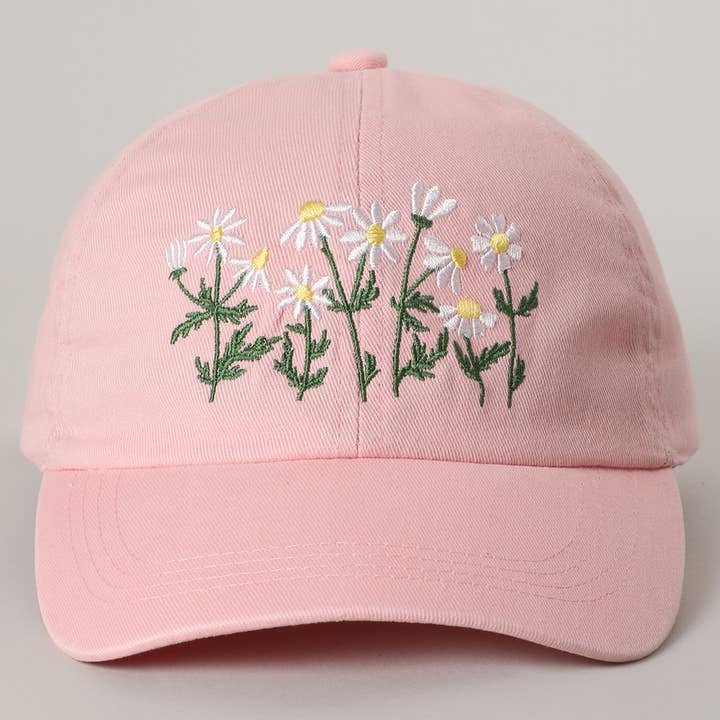 Embroidered Baseball Cap - Daisy Bloom / Pink