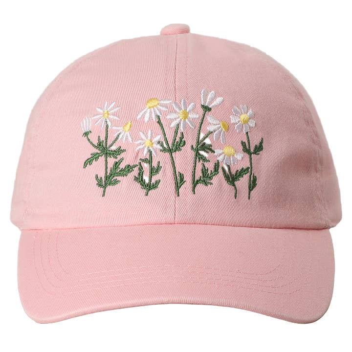 Embroidered Baseball Cap - Daisy Bloom / Pink