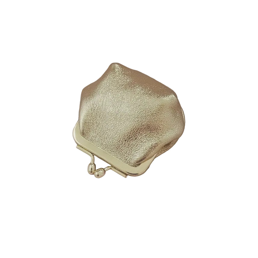 Retro Leather Mini Purse - Gold