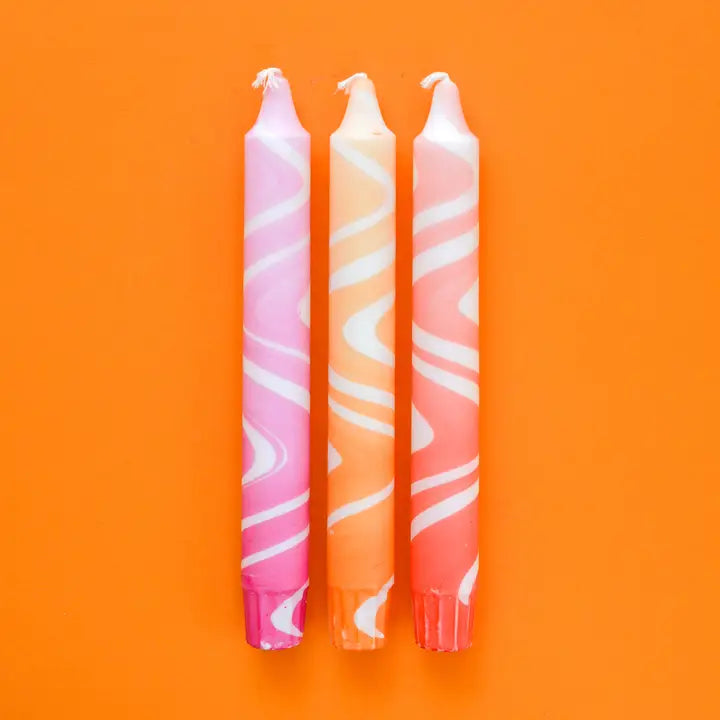 Taper Candles Set of 3 - Marble Sunset Mix