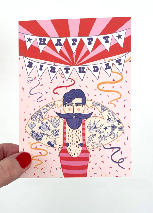 Circus Tattooed Strongman Card