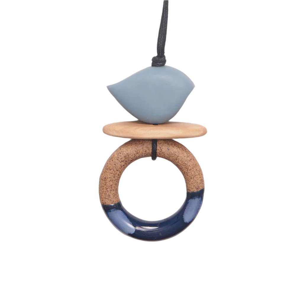 Bird on Ceramic Ring Necklace