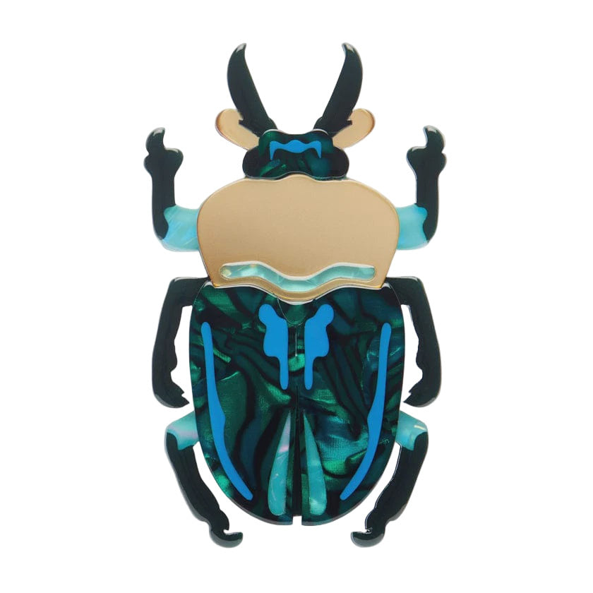 Ruby the Rainbow Stag Beetle Brooch