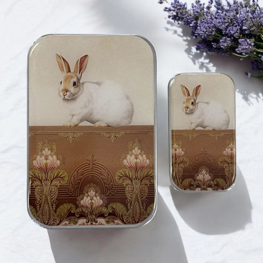 Notions Tin Small - Sweet White Bunny