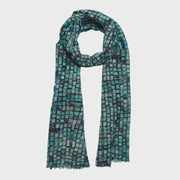Abstract Pure Silk Scarf - Green Tile