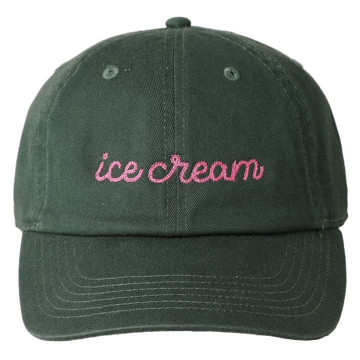 Embroidered Baseball Cap - Ice Cream Dark Green