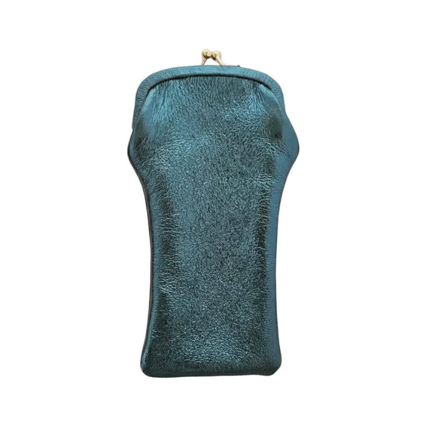 Leather Glasses Case with Retro Clasp - Duck