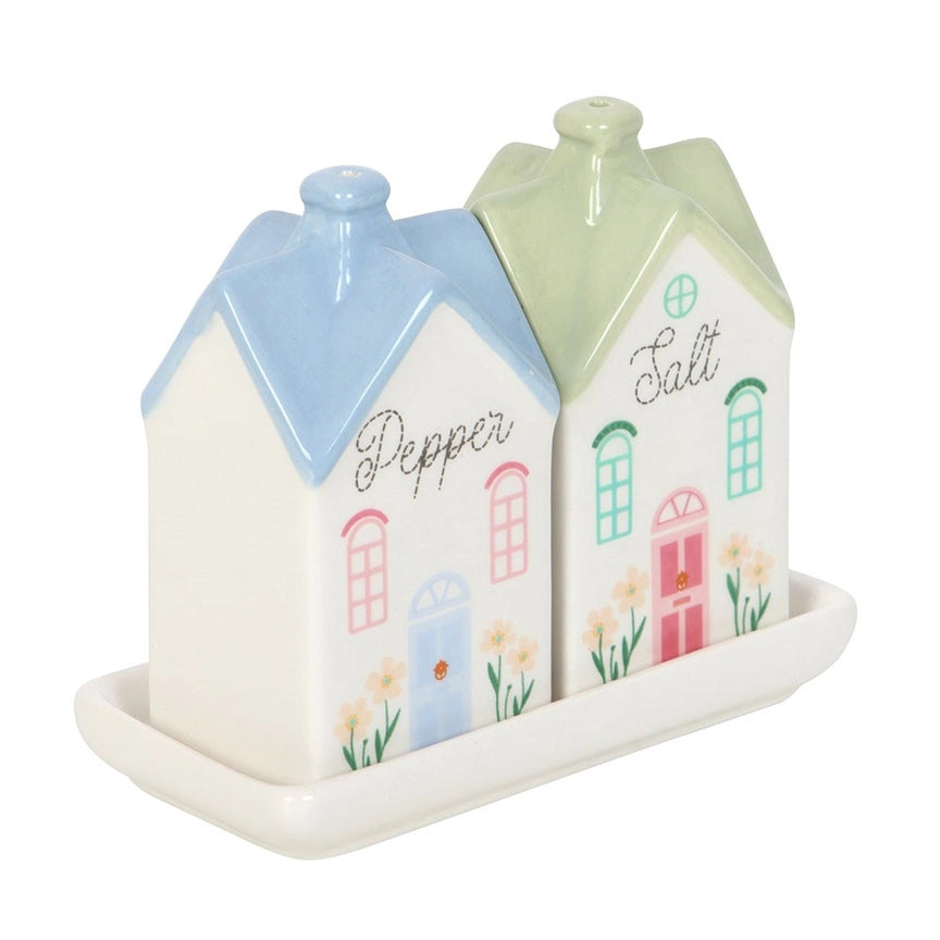 Pastel House Shaped Ceramic Salt & Pepper Shakers
