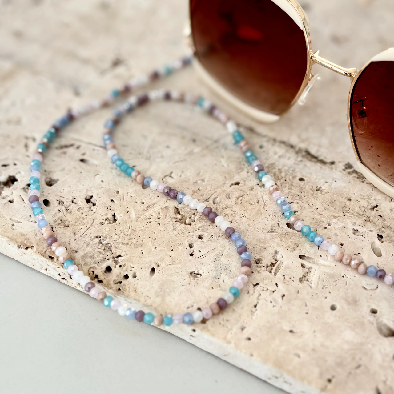 Glasses Chain Delicate - Turquoise Bead