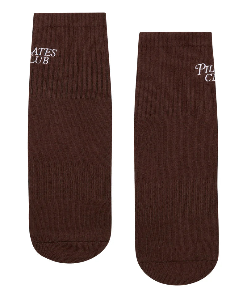 Crew Grip Socks - Pilates Club Brown