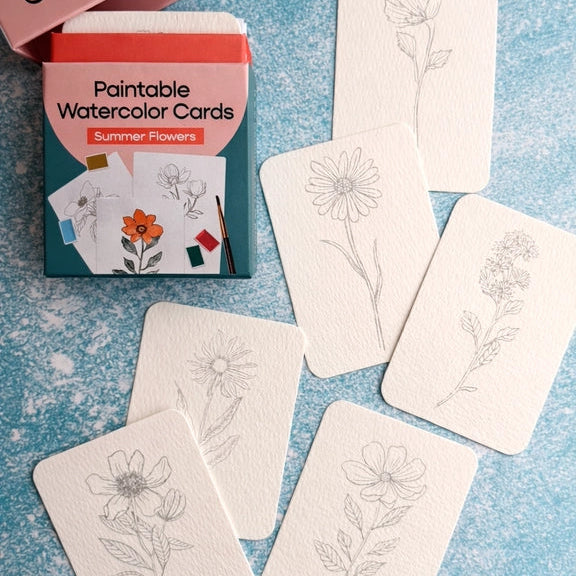 Paintable Watercolour Card Deck - Summer Flowers