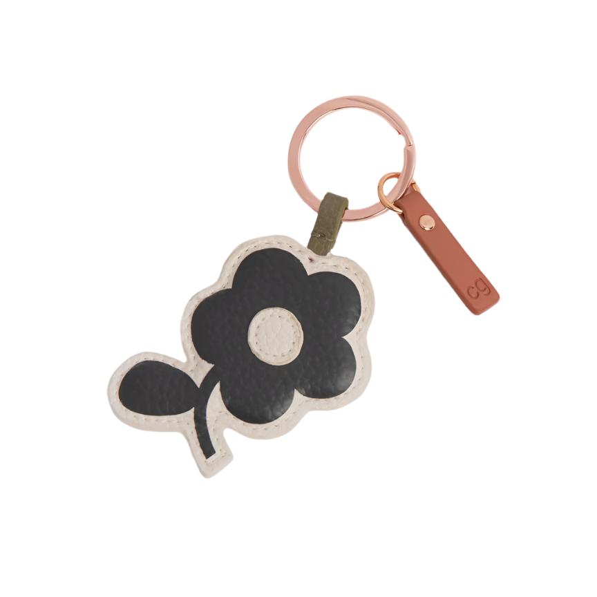 CG Vegan Leather Keyring - Mono Flower
