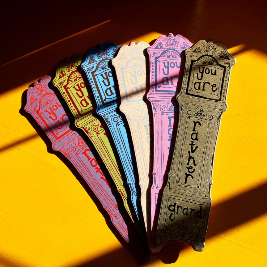 Grandfather Clock Bookmark - Pale Pink