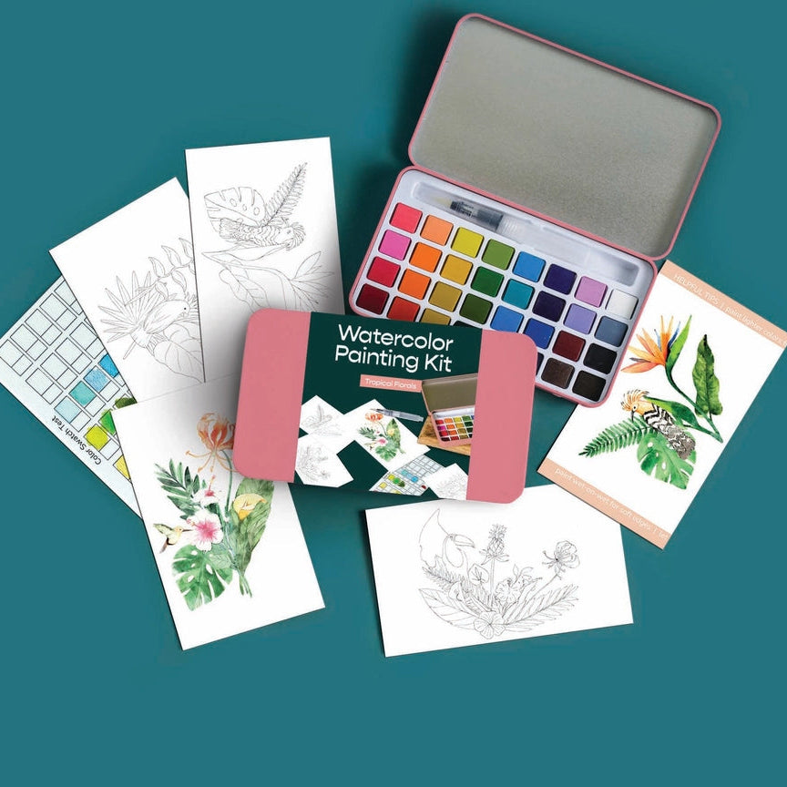 Watercolour Painting Kit - Tropical Florals