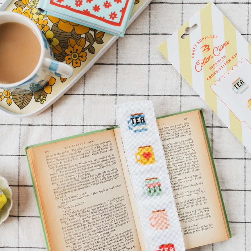 Cross-Stitch Kit Bookmark - Tea Mugs