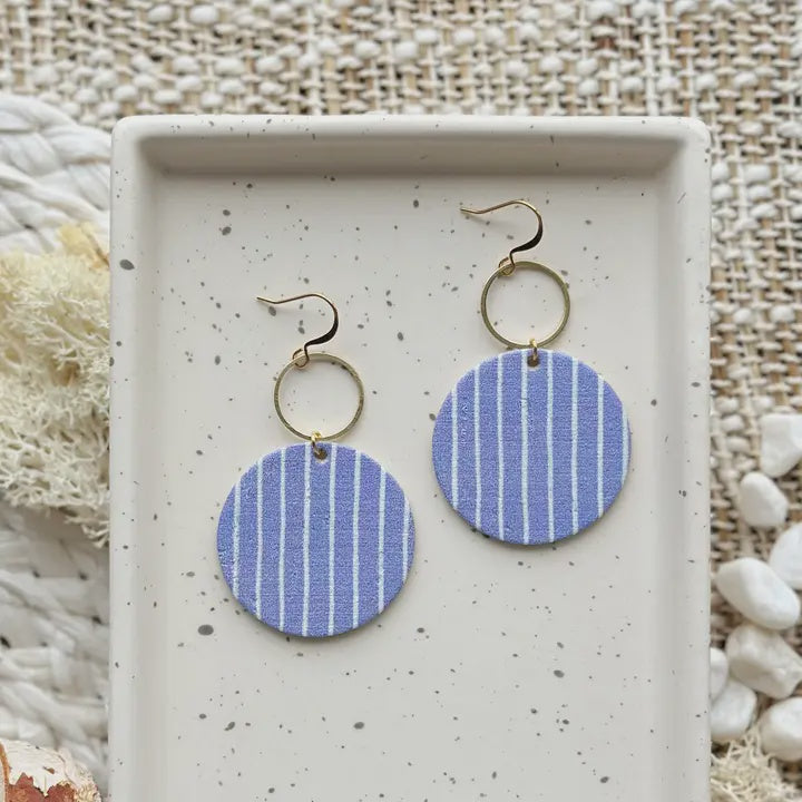 Ruby Drop Earrings - Denim Stripe