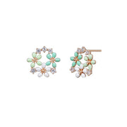 Daisy Garden Flower Earrings - Mint