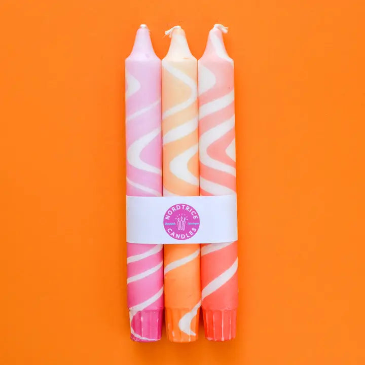 Taper Candles Set of 3 - Marble Sunset Mix