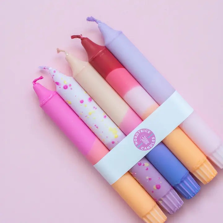 Taper Candles Set of 5 - Orange Pastel Party Sunset Mix