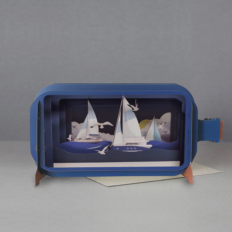 Message In A Bottle 3D Cut Card - Yachts