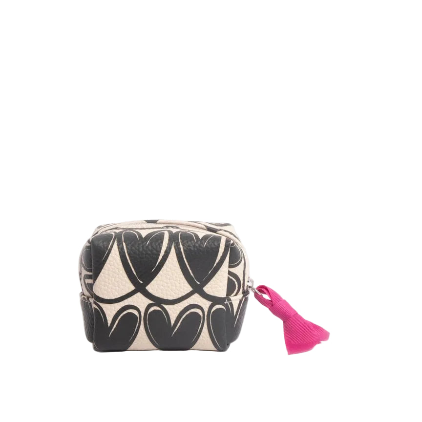Ultra Mini Cube Cosmetic Bag - Mono Linked Hearts