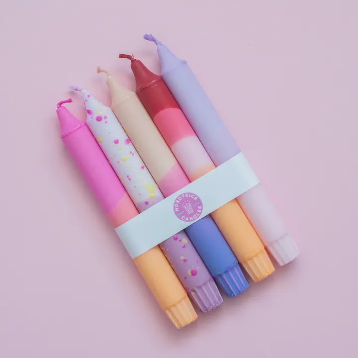 Taper Candles Set of 5 - Orange Pastel Party Sunset Mix