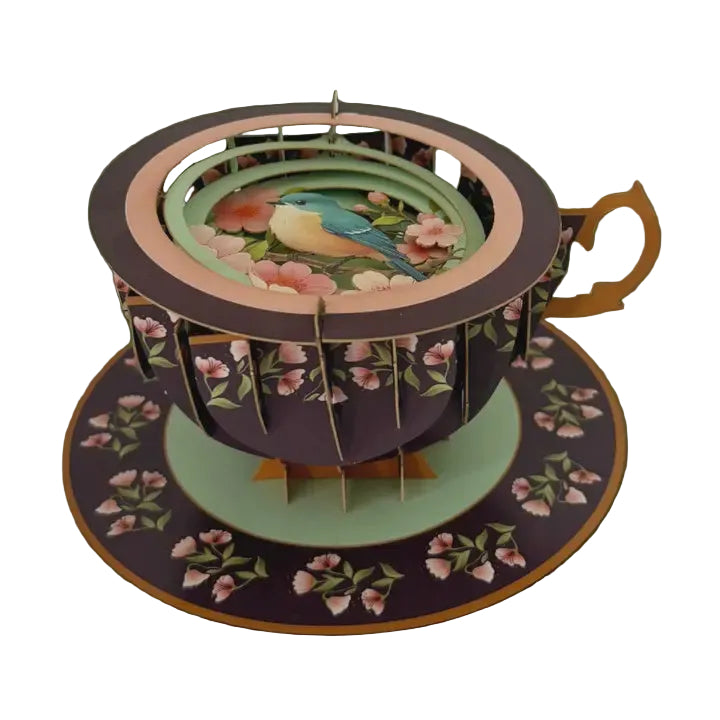 Cup Of Tea Pop Up Card - Bird