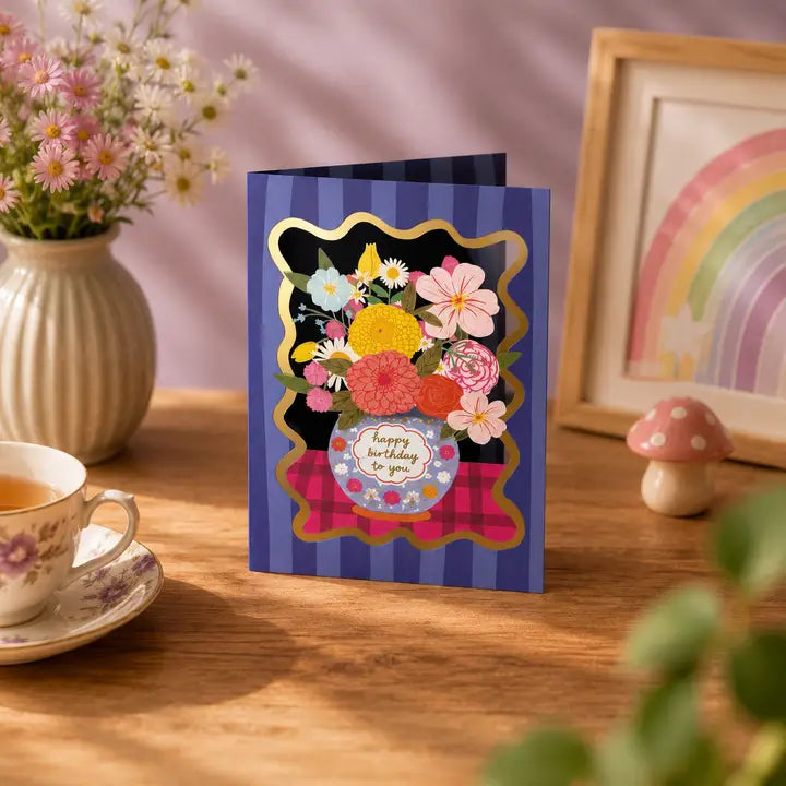 Birthday Bloom Vase Cut Art Card