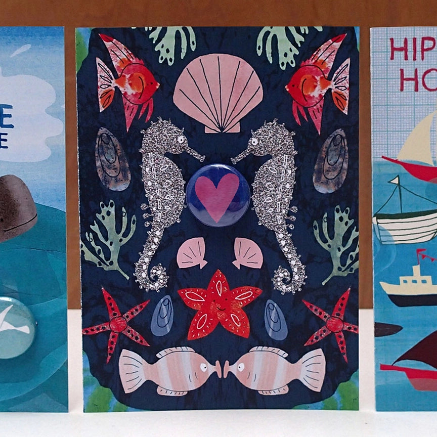 Card With Badge - Seahorse Heart