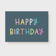 Happy Birthday Card - Navy & Rainbow