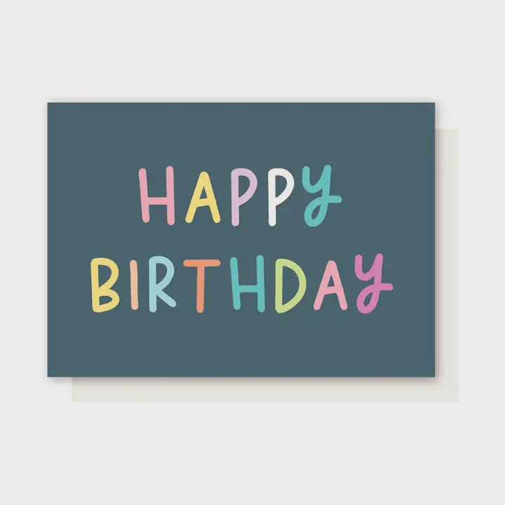 Happy Birthday Card - Navy & Rainbow