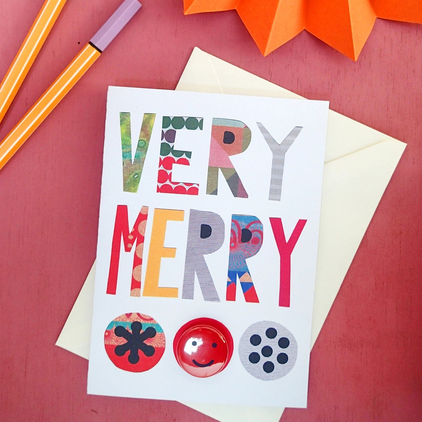 Card With Badge - Collage Text Very Merry