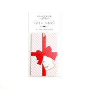 Pink Stripe Red Bow Gift Tags - Set of 8