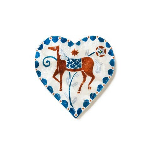 Capiz Shell Art Tile - Paloma - Heart White Horse