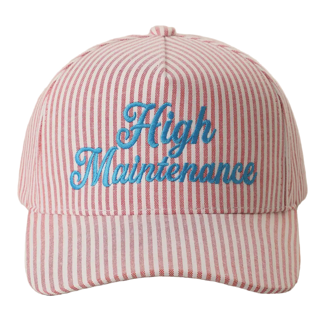 Embroidered Trucker Hat - High Maintenance - Red
