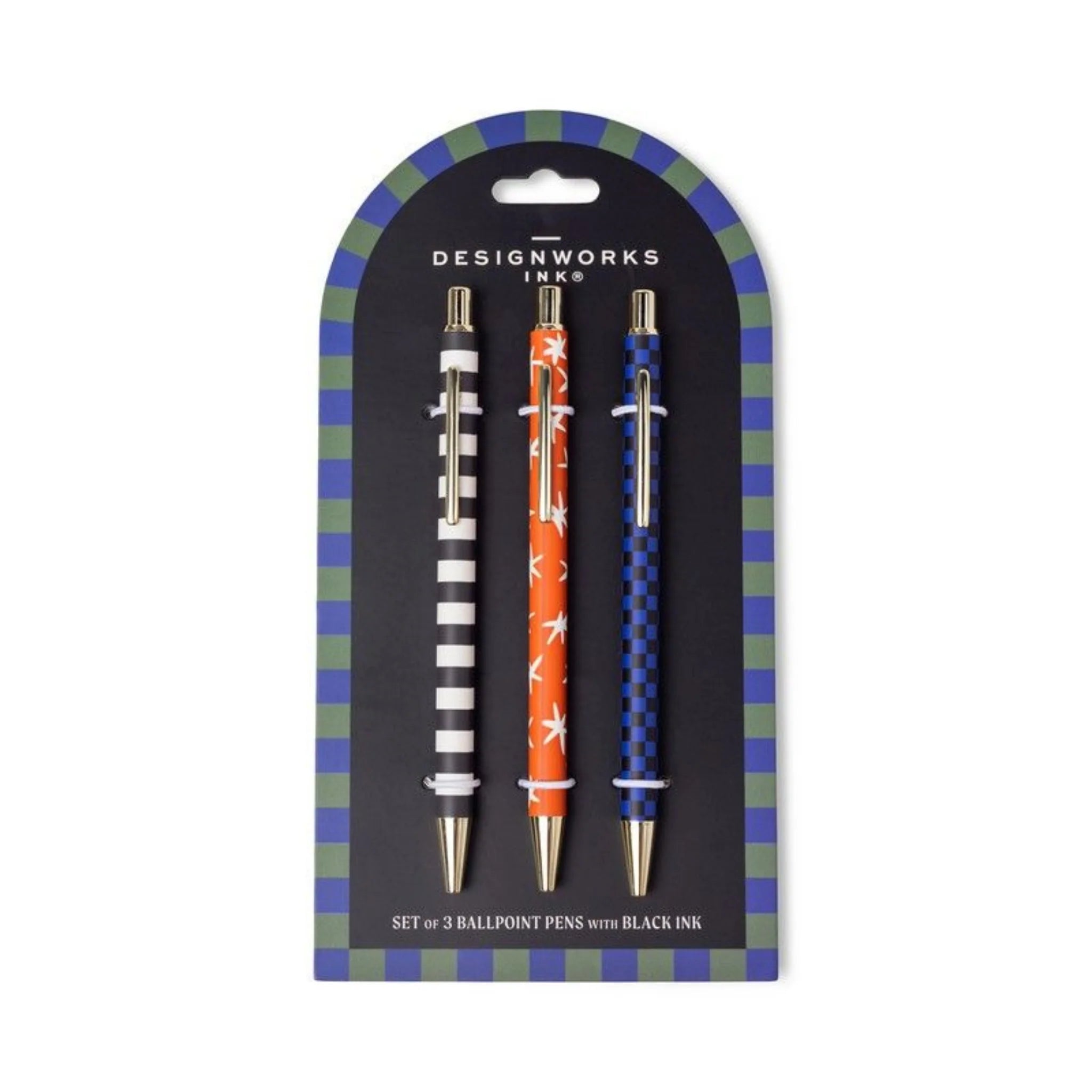 A Dopo Set of 3 Pens - Stripe, Star & Check