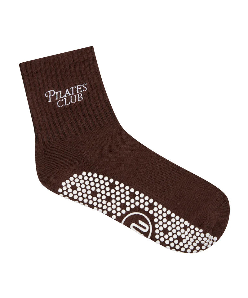 Crew Grip Socks - Pilates Club Brown
