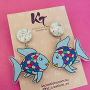 Rainbow Fish Acrylic Dangle Earrings