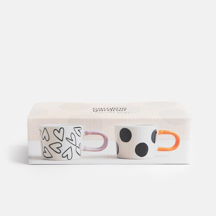 CG Espresso Mugs (set of 2) - Mono Spot/Hearts