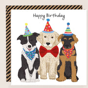 Birthday Retriever, Collie &  German Shepherd with Bow Card