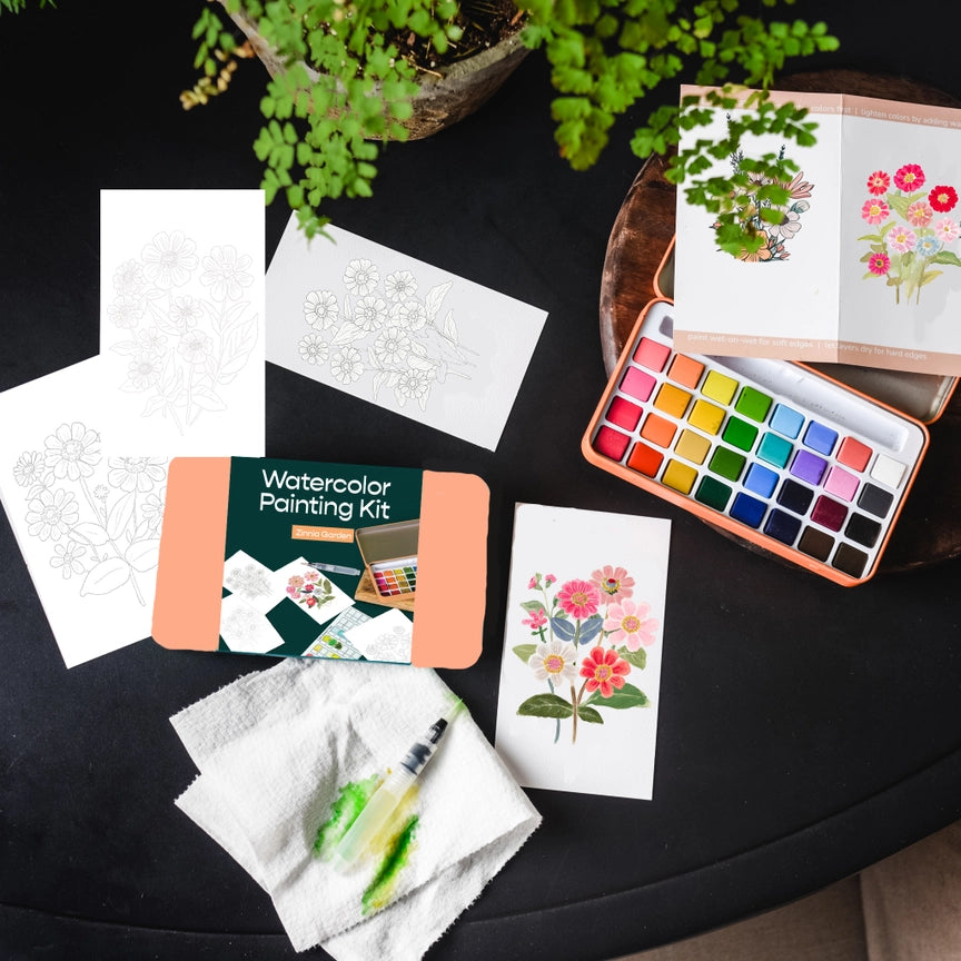 Watercolour Painting Kit - Zinnia Garden