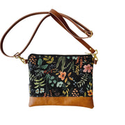 Cotton Cross Body Bag - Rifle Paper Black Botanical Floral