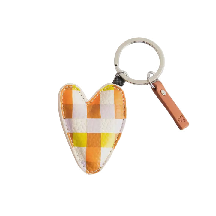 CG Vegan Leather Keyring - Multi Check Heart