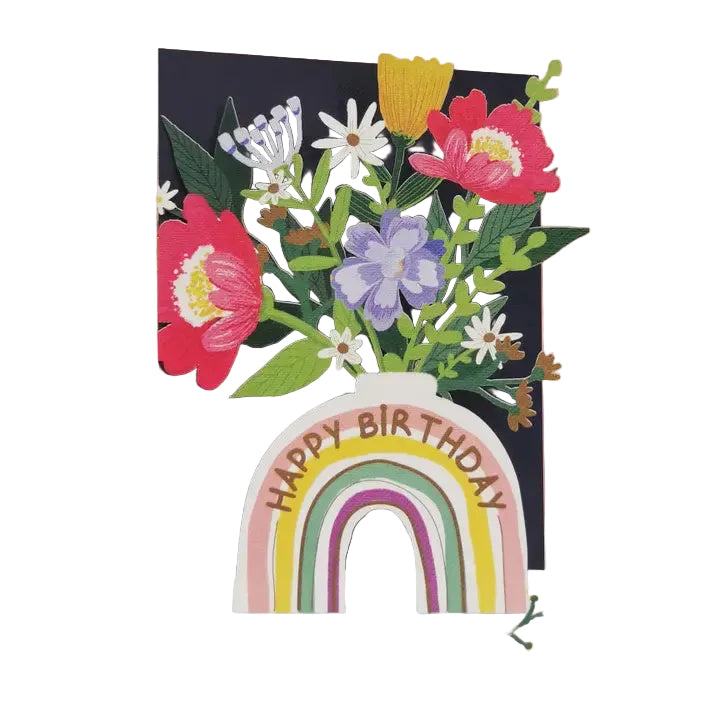 Happy Birthday Rainbow Cut Art Card