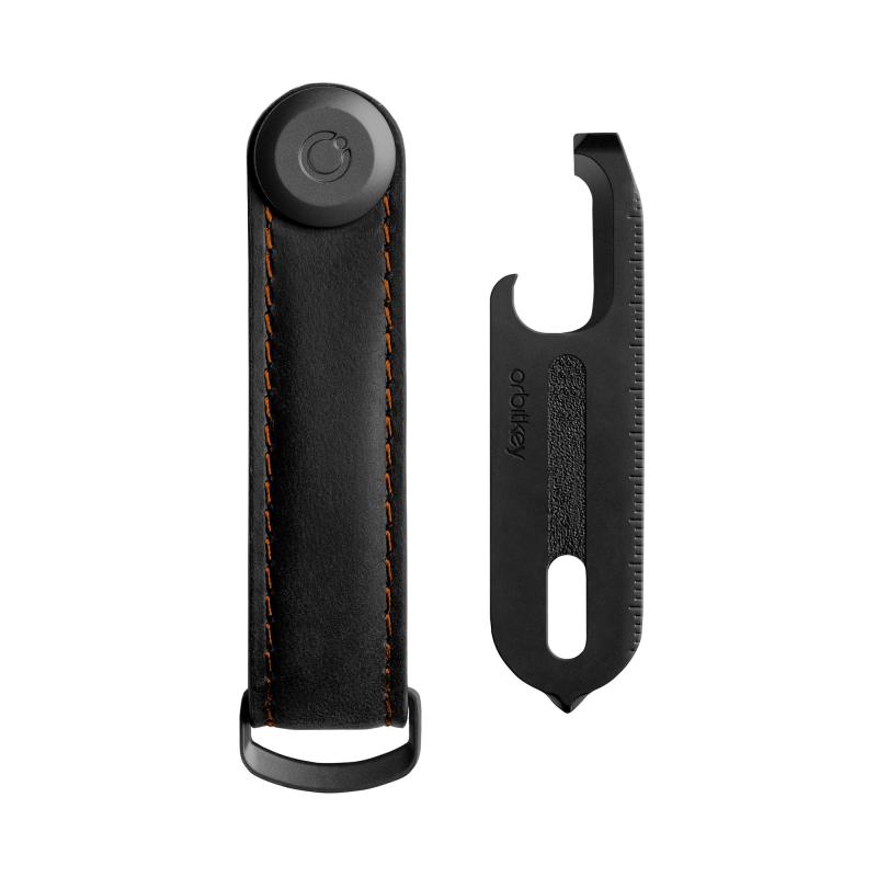 Orbitkey Set with Multitool - Crazy Horse - Black with Orange Stitching