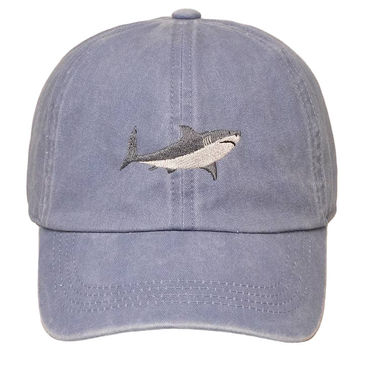 Embroidered Baseball Cap - Shark Denim Blue