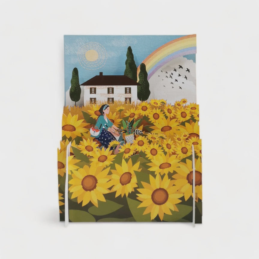 Mini World 3D Cut Art Card - Sunflowers