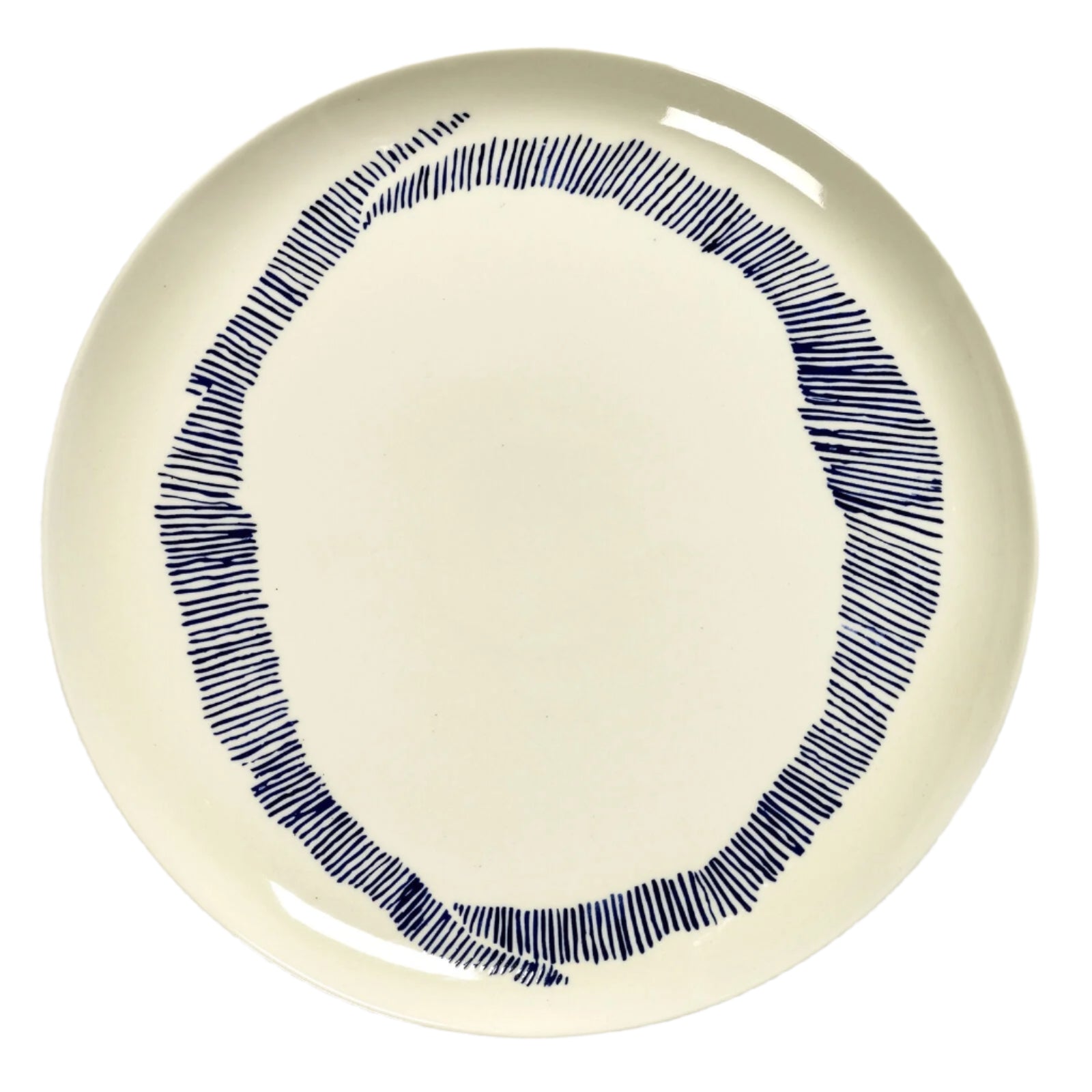 Ottolengi Plates, Large - White With Blue Stripes