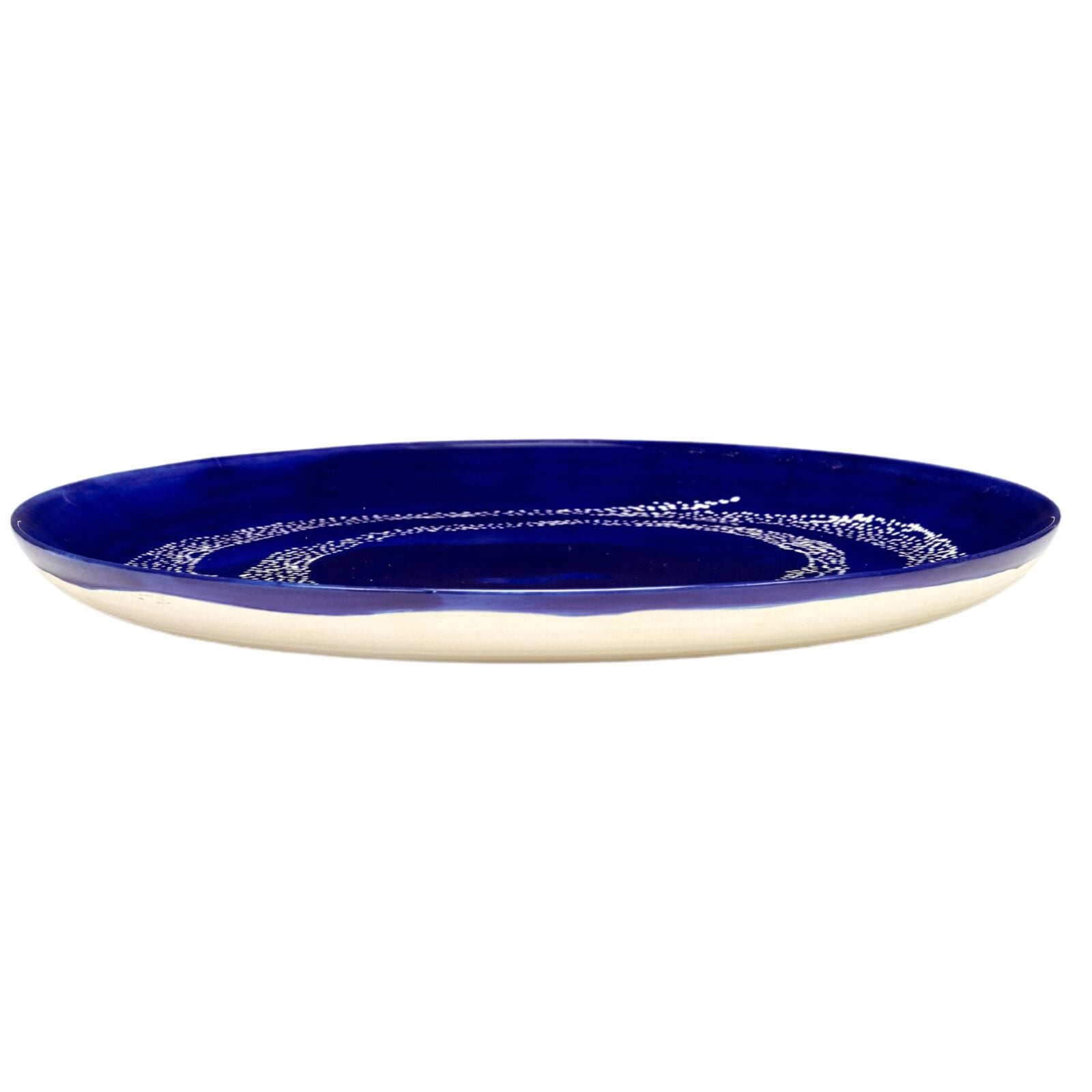 Ottolengi Plates, Large - Lapiz Lazuli Swirl Dots White